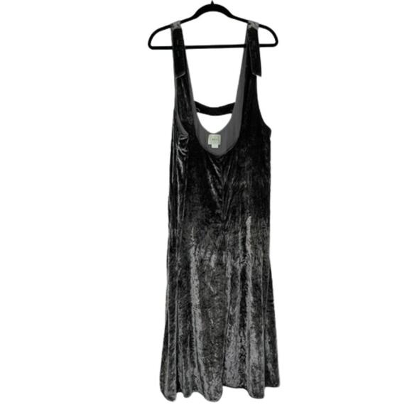 Maeve Anthropologie gray velvet velour capri jumpsuit women's size Medium - Picture 1 of 14